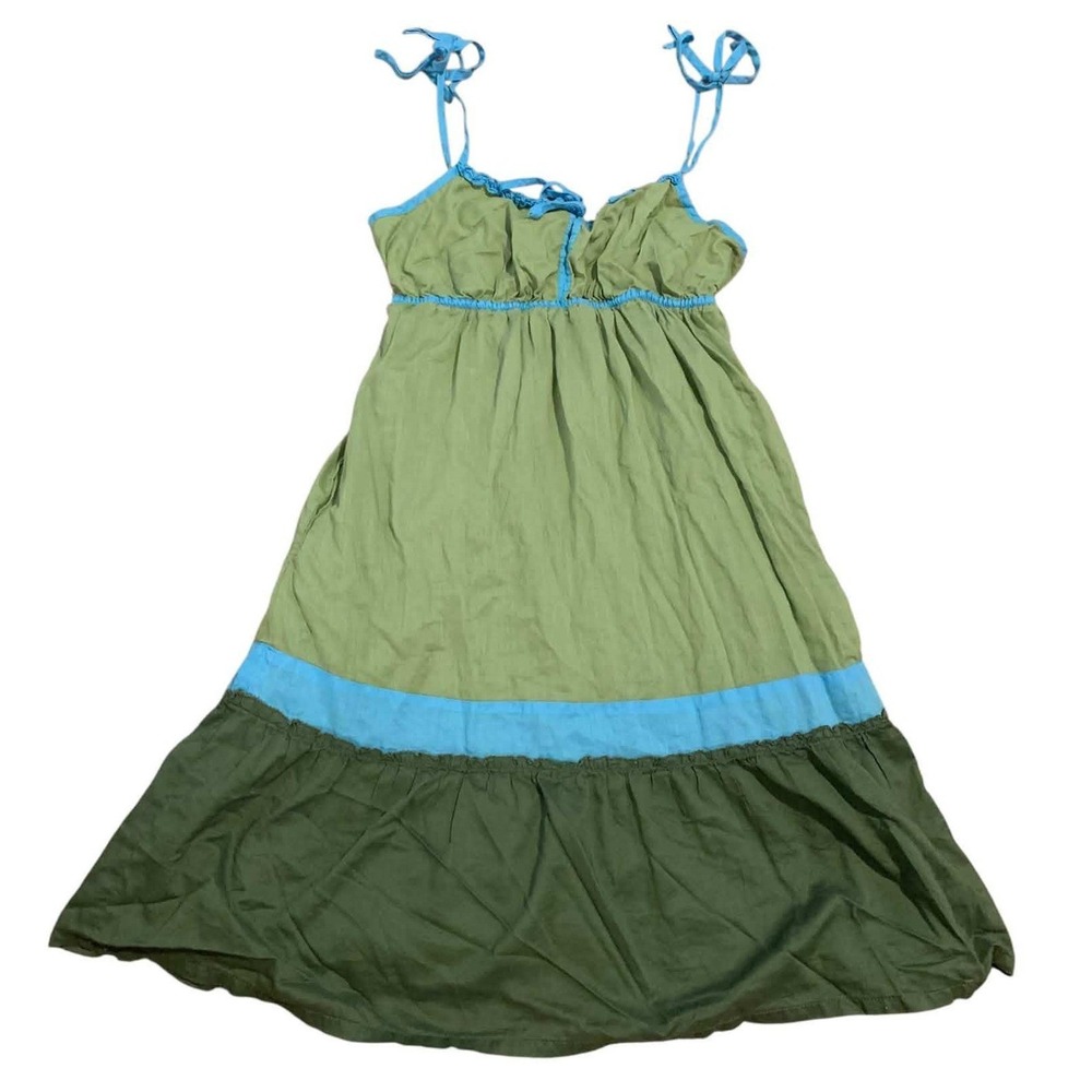American Eagle Sundress Women 2 Green Boho Fairycore Smocked Tiered Vintage Y2K